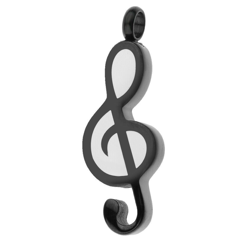 Music Note Urn Pendant Ash Stainless Steel Cremation Jewelry Black White