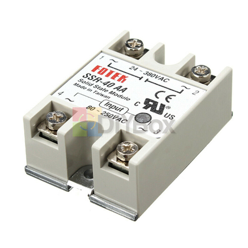 SSR-40AA-H Solid State 40A Relay Module 80-280V AC / 90-480V AC + Heat Sink DIY