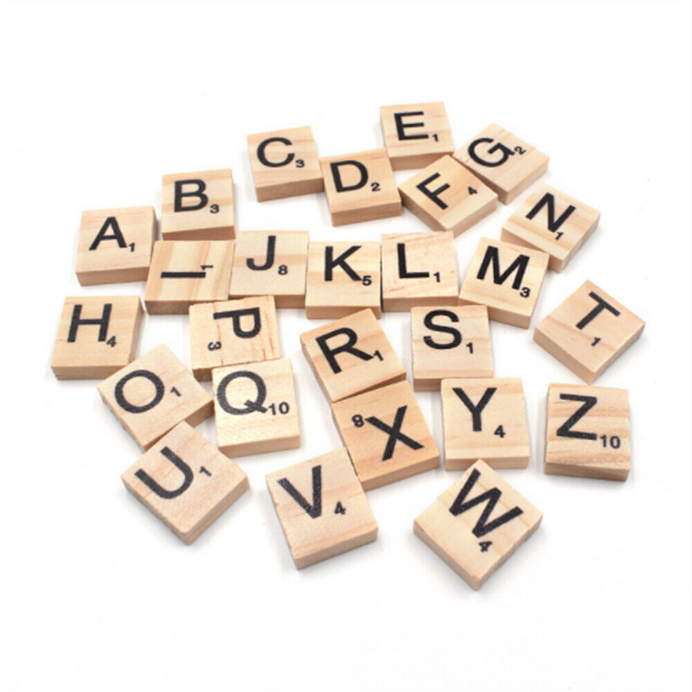 100 pcs Alphabet Wood Pieces Ornament DIY Crafting Letters Decorations 20*18*5mm