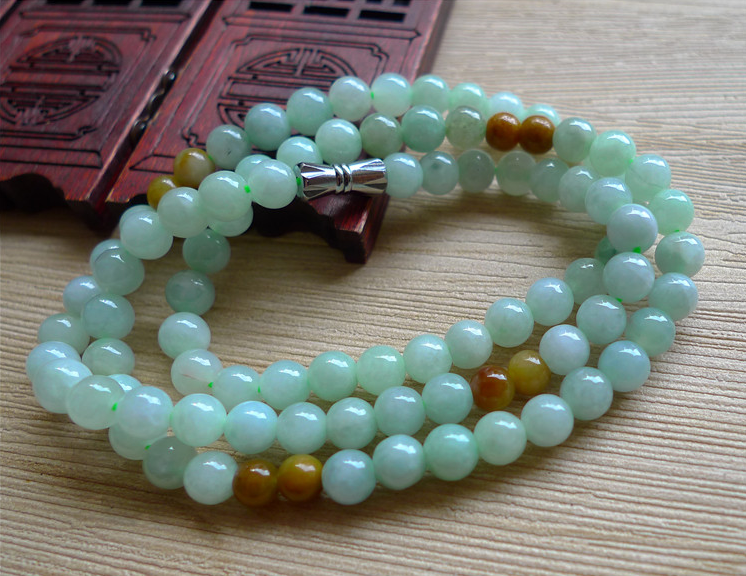 8mm Green 100% Natural A JADE JADEITE Bead Beads Necklace 20"AAA