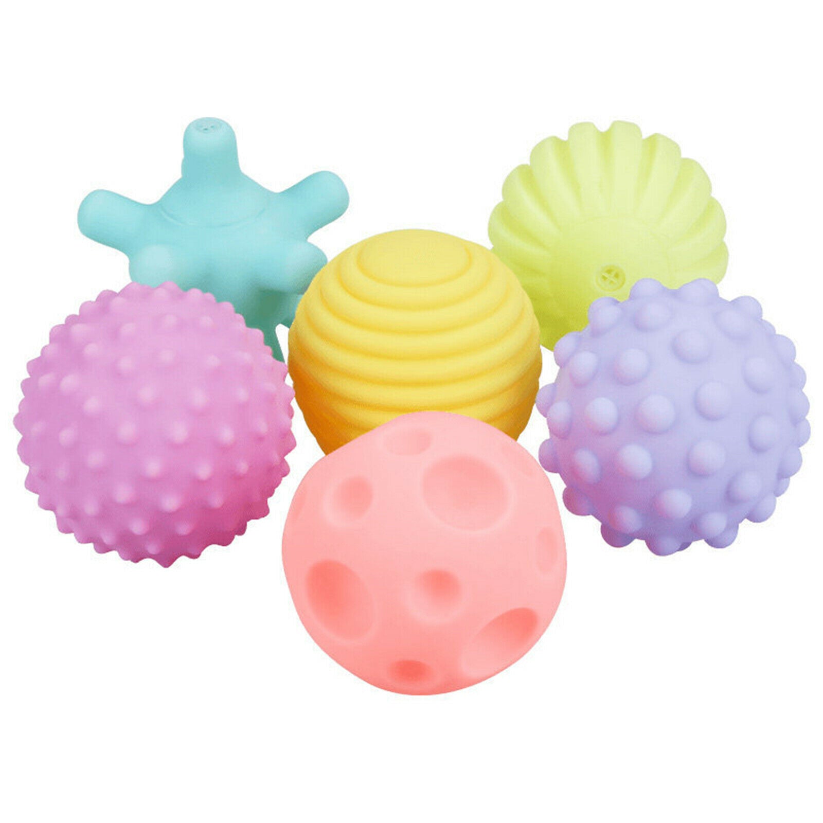 6x Soft Rubber Pet Squeaker Balls Chew Bite Teeth Cleaning Interactive Toys @