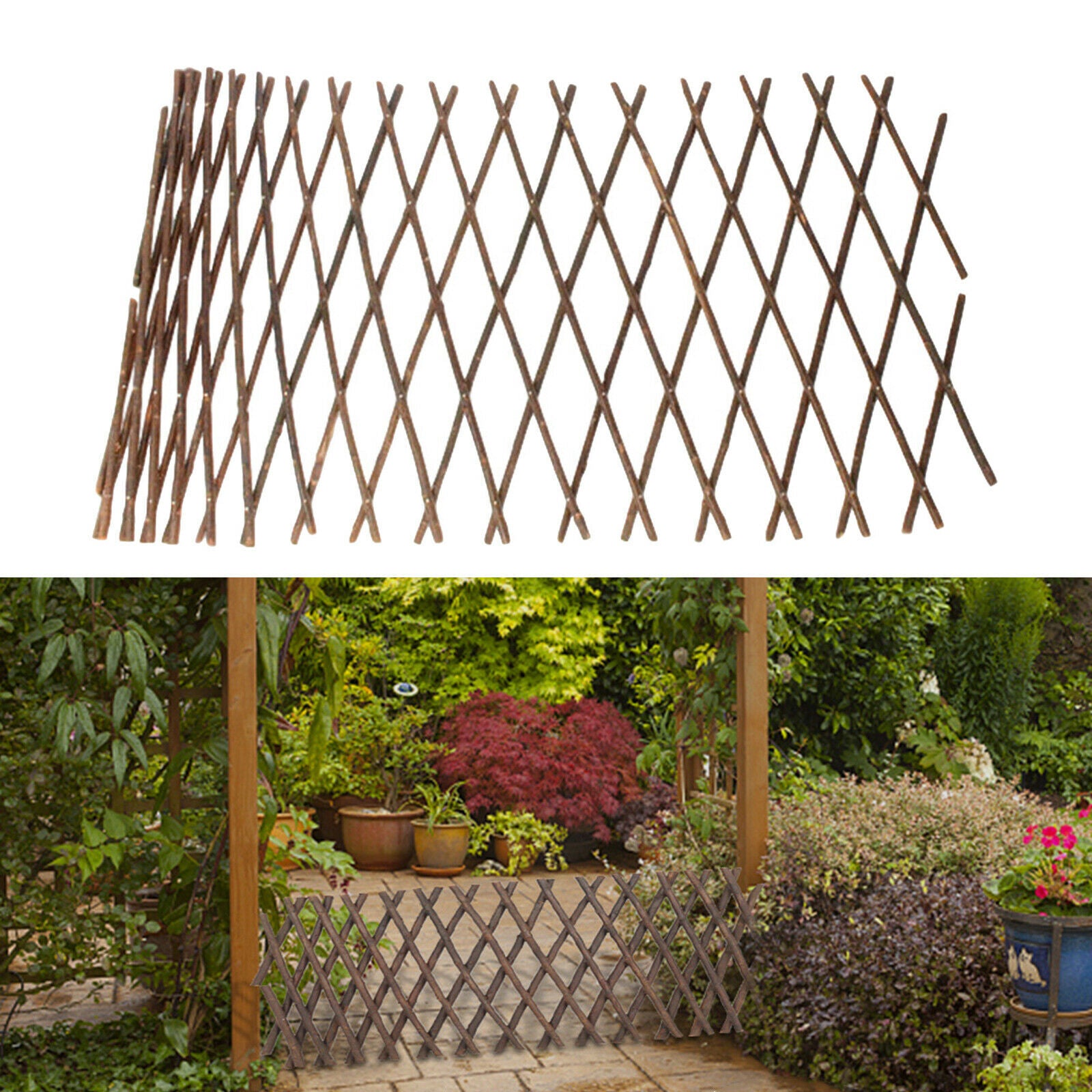 Expanding Bamboo Wooden Garden Fencing Trellis Support Lattice for Dogs Pets