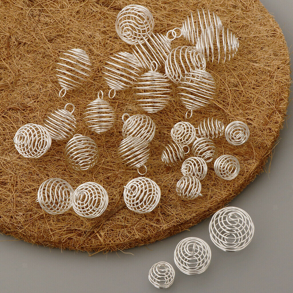 Spiral Cages Pendants for Jewelry Making (15/25/30mm) 10pcs for Each Size 30pcs