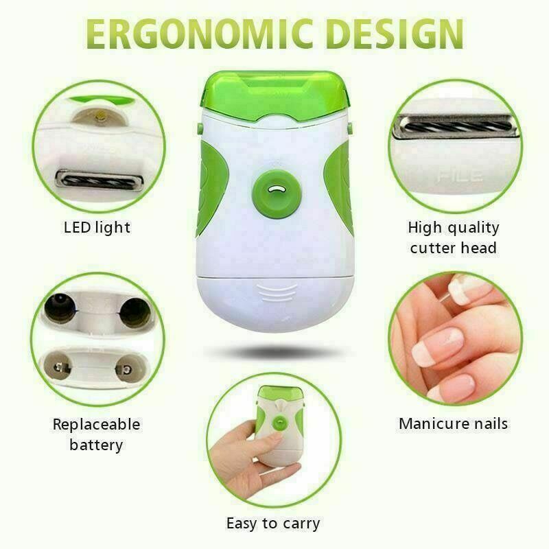 Electric Nail Clipper Trimmer & File Manicure Pedicure Removable Double-Sided