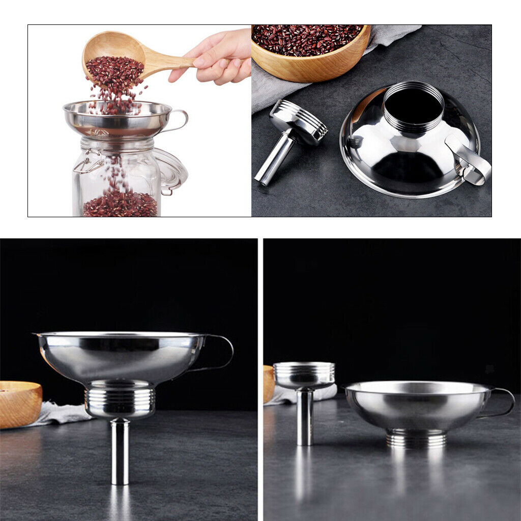 Wide & Narrow Mouth Stainless Steel Metal Funnel Set Durable Easy to Wash