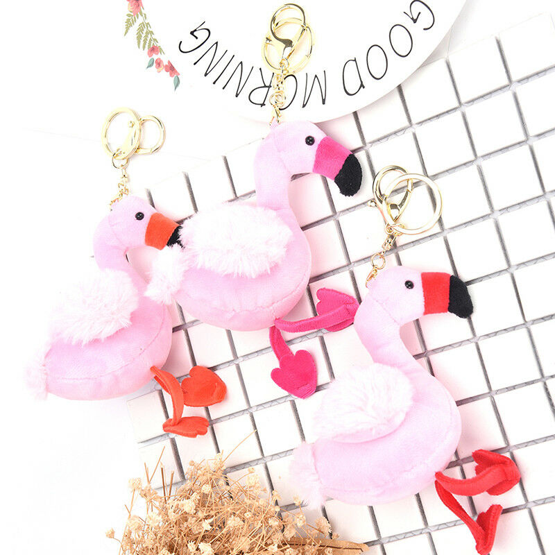 New Fluffy Flamingo Pendant Key Chains Plush Car Bag Key chain new.MA-zL NTBD