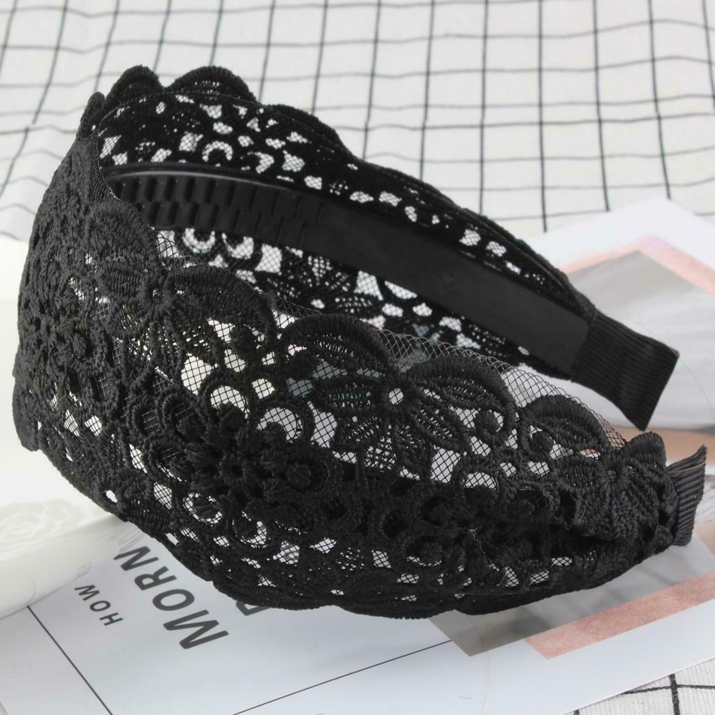 2pcs Women Lace Fabric Wide Headband Hair Band Hoop Wrap Hair Accessories