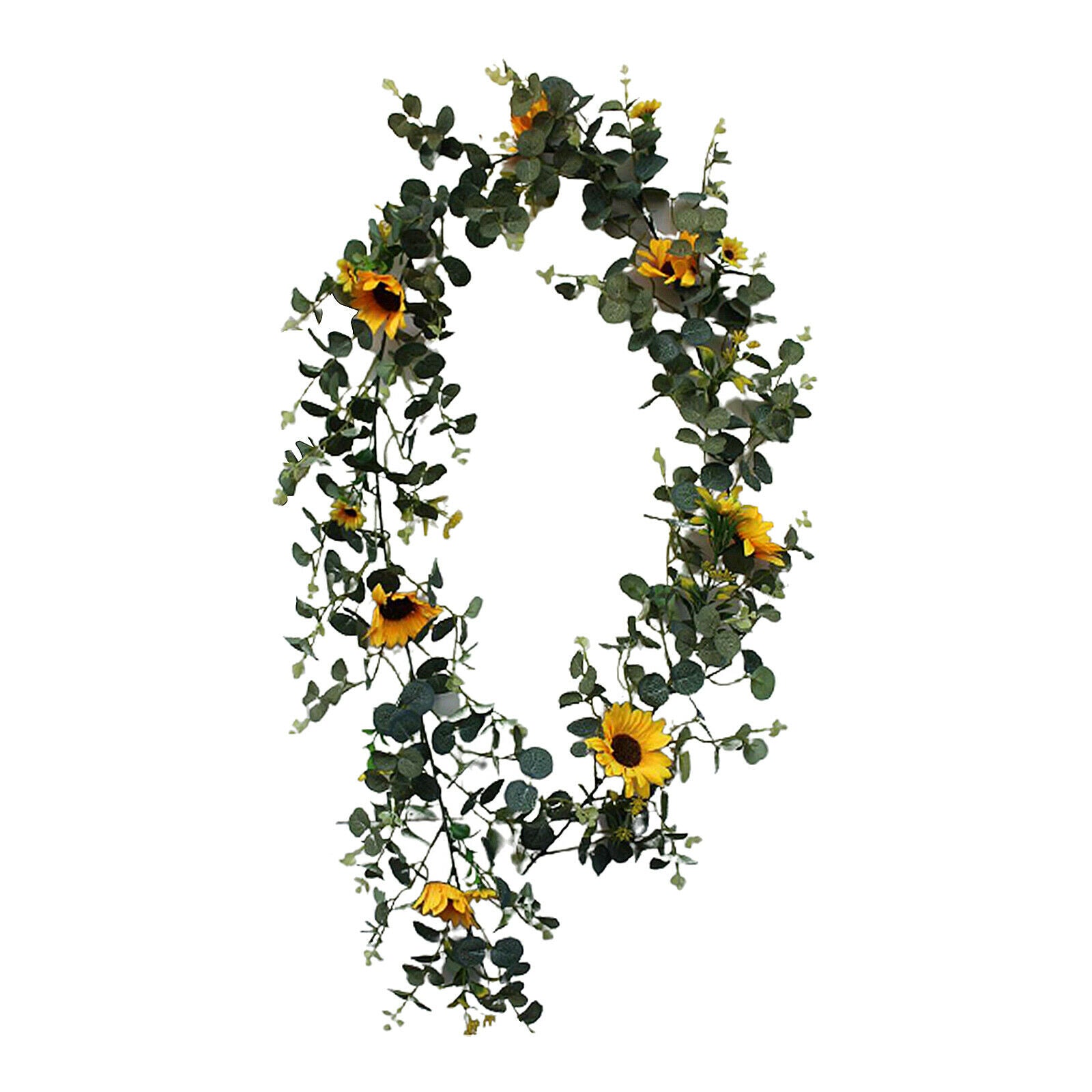 20cm Artificial Sunflower Wreath Green Eucalyptus Leaves Front Door Wall Decors