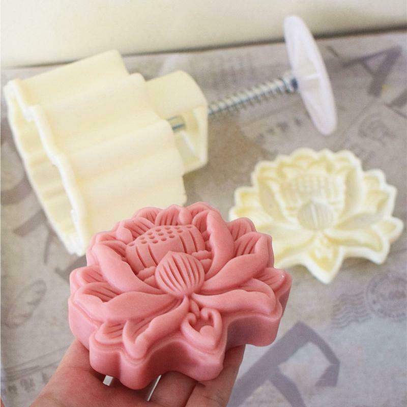 Lotus Mooncake Decor Cookies Round Pastry Moon Cake DIY Flower Stamps 150g Mould