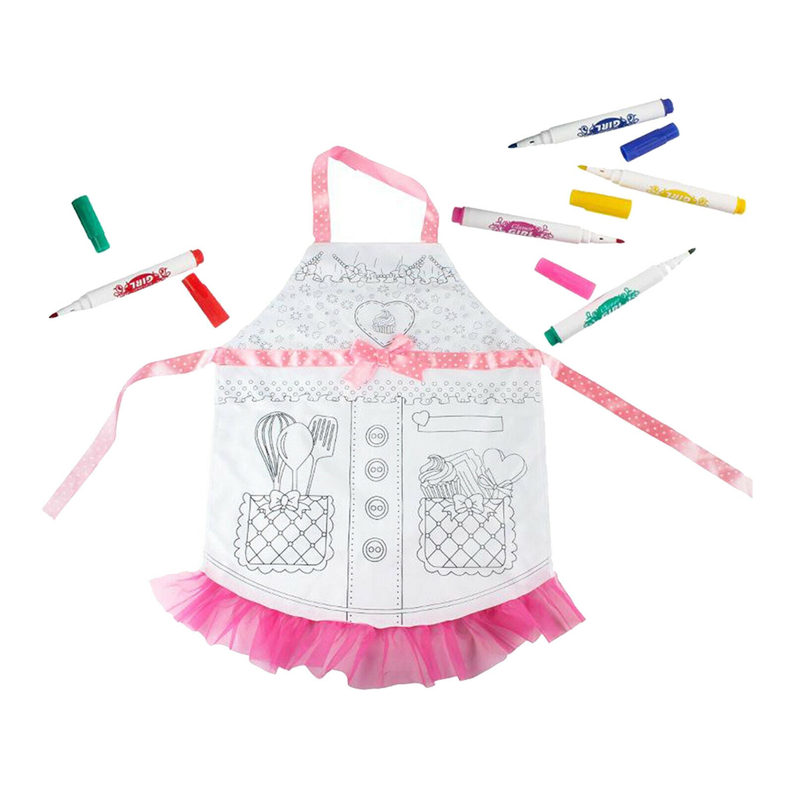 Kids Cooking Baking Set Kitchen Deluxe Chef Apron Costume Pretend Role Play