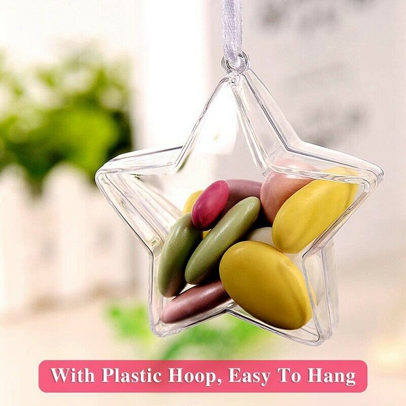 10 Sets 80mm DIY Fillable Balls Clear Plastic Ornaments Balls Christmas TreeN6S7