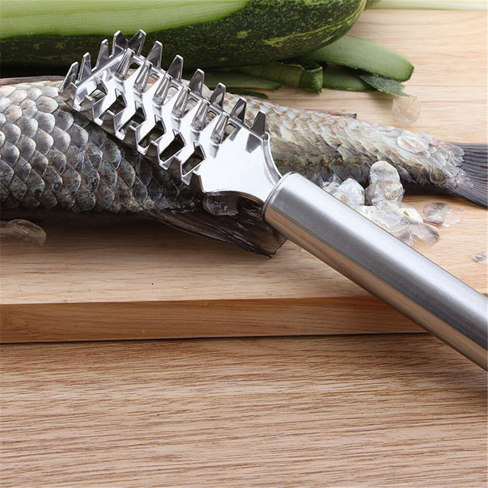 Stainless Steel Fish Scale Remover Cleaner Scaler Scraper Peeler Kitchen DD