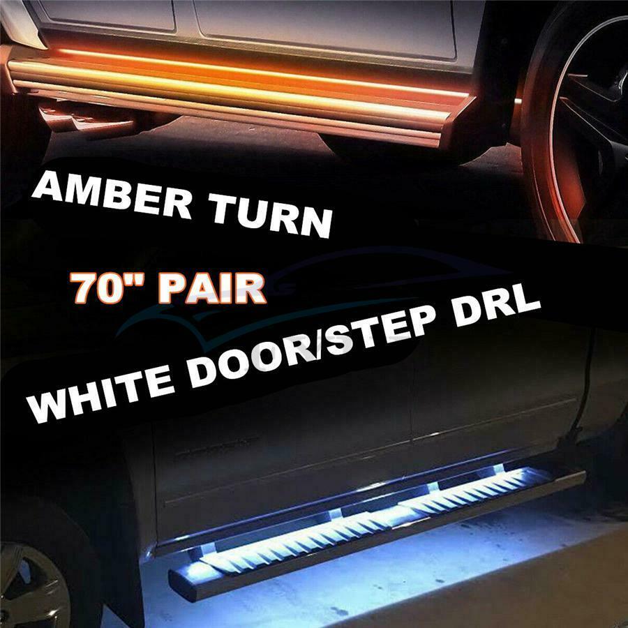 2X 70"White/Amber Strip Daytime Running Lights DRL Car Auto Fog Day Driving Lamp