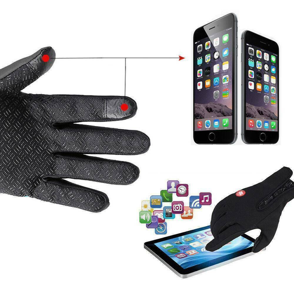 Black Men's Winter Warm Windproof Waterproof Thermal Touch Screen Ski Gloves