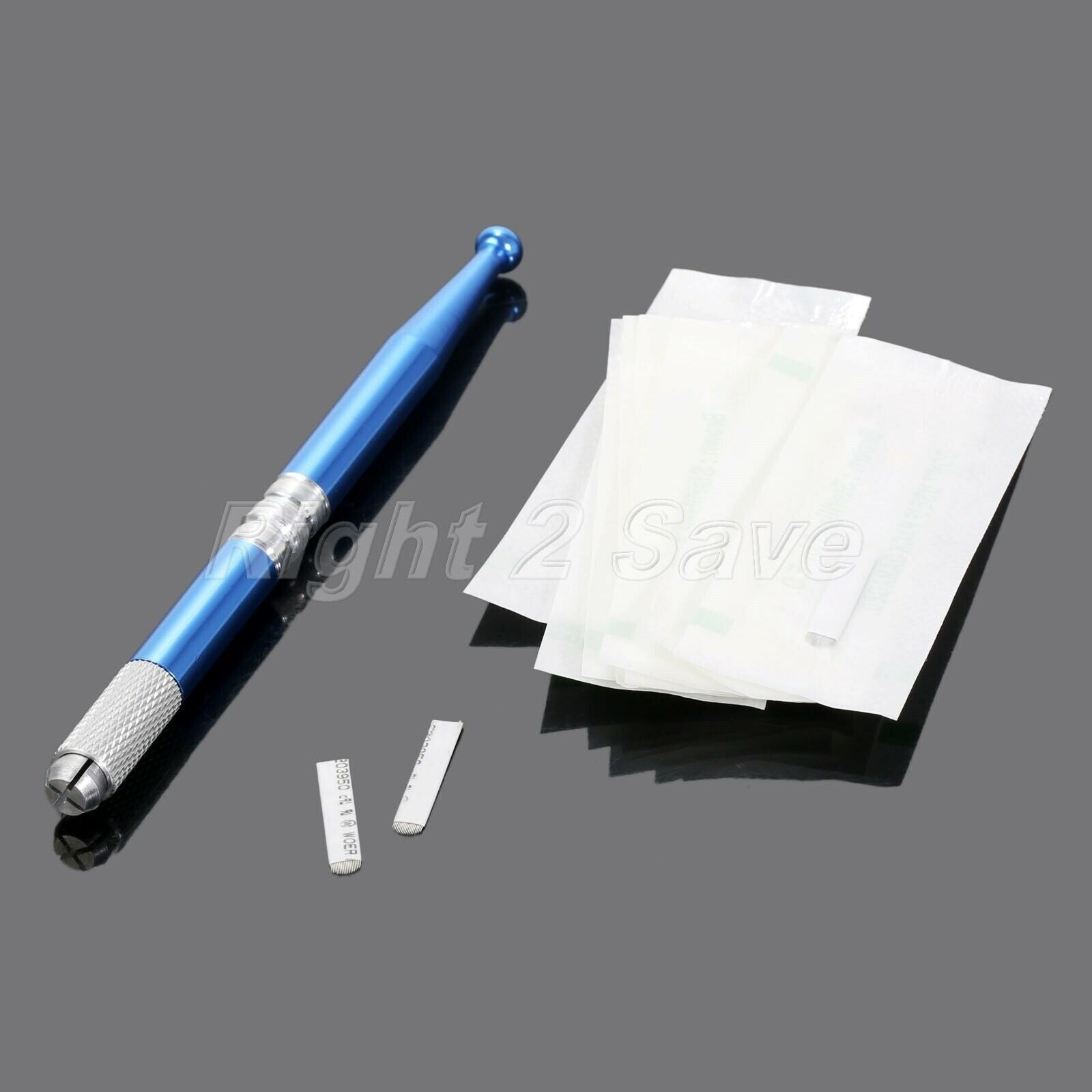 10pcs 18Pin Bevel Blades Needles Permanent Eyebrow Makeup Manual Blue Tattoo Pen