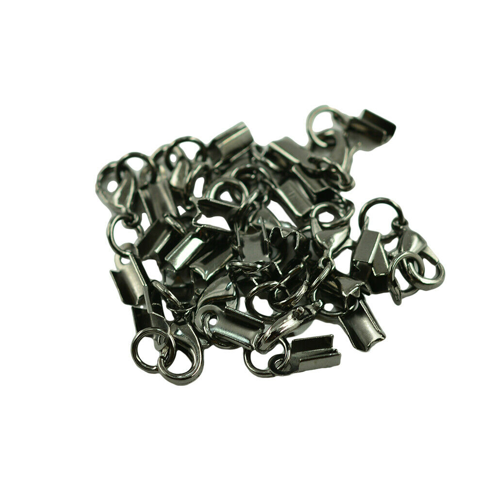 24 Sets Brass Wire Cord Ribbon Crimp Ends Clasp 12mm DIY Jewelry Findings