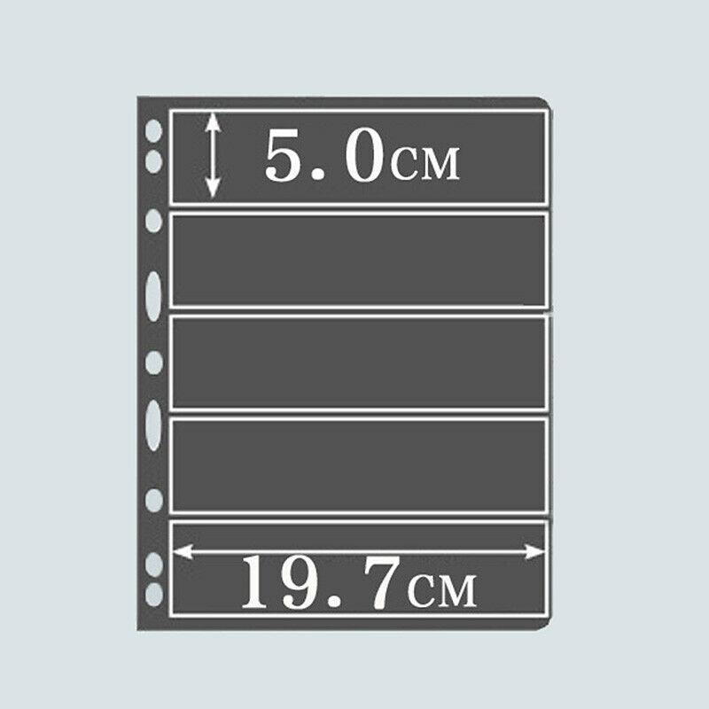 5 Strips Stamp Album Stock Pages PCCB Double Sided w/ 9 Binder Holes Stampspage