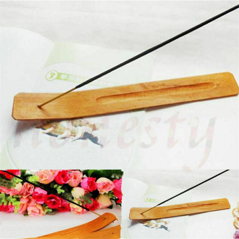 2pcs Natural Plain Wood Wooden Incense Stick Ash Catcher Burner Holder Tools
