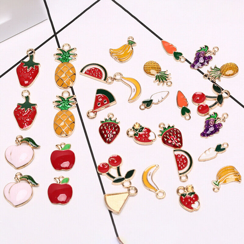 30PCS Enamel Pineapple Fruit Charms Pendant DIY Jewelry Making Necklace B.l8