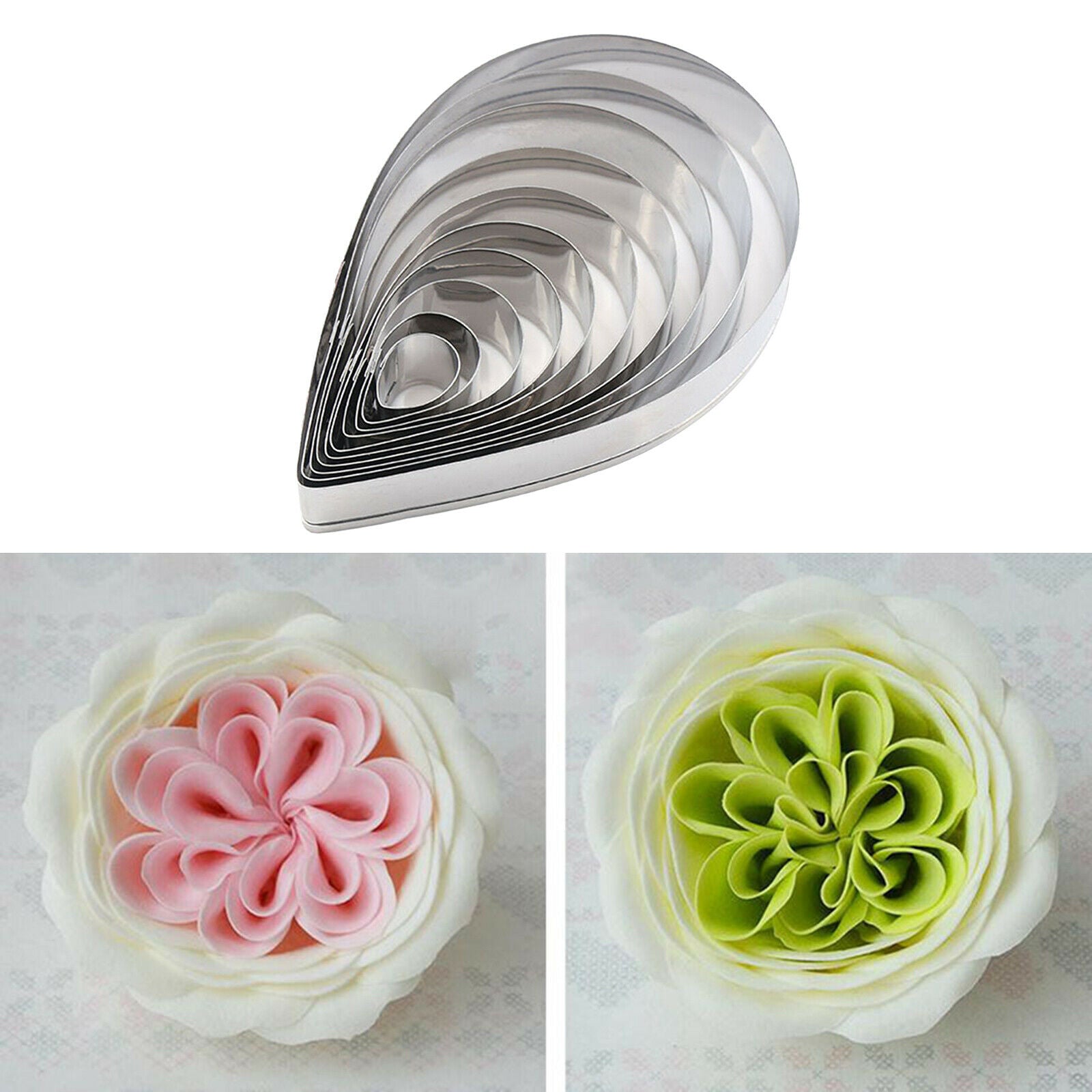 10x Stainless Steel Drop Mousse Cake Moulds Jelly Cutter for Kitchen
