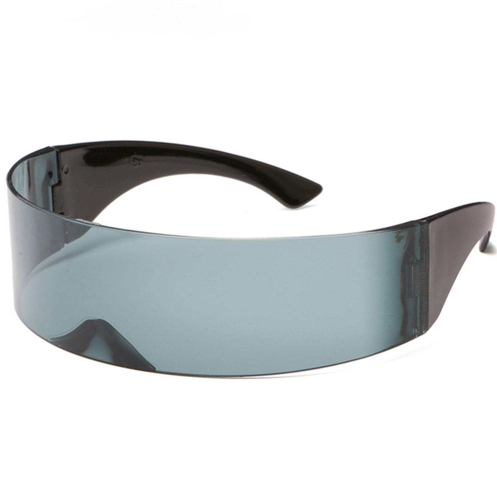 Futuristic Sunglasses Narrow Lens Mirrored Wrap Visor Robot Costume Flat Glasses