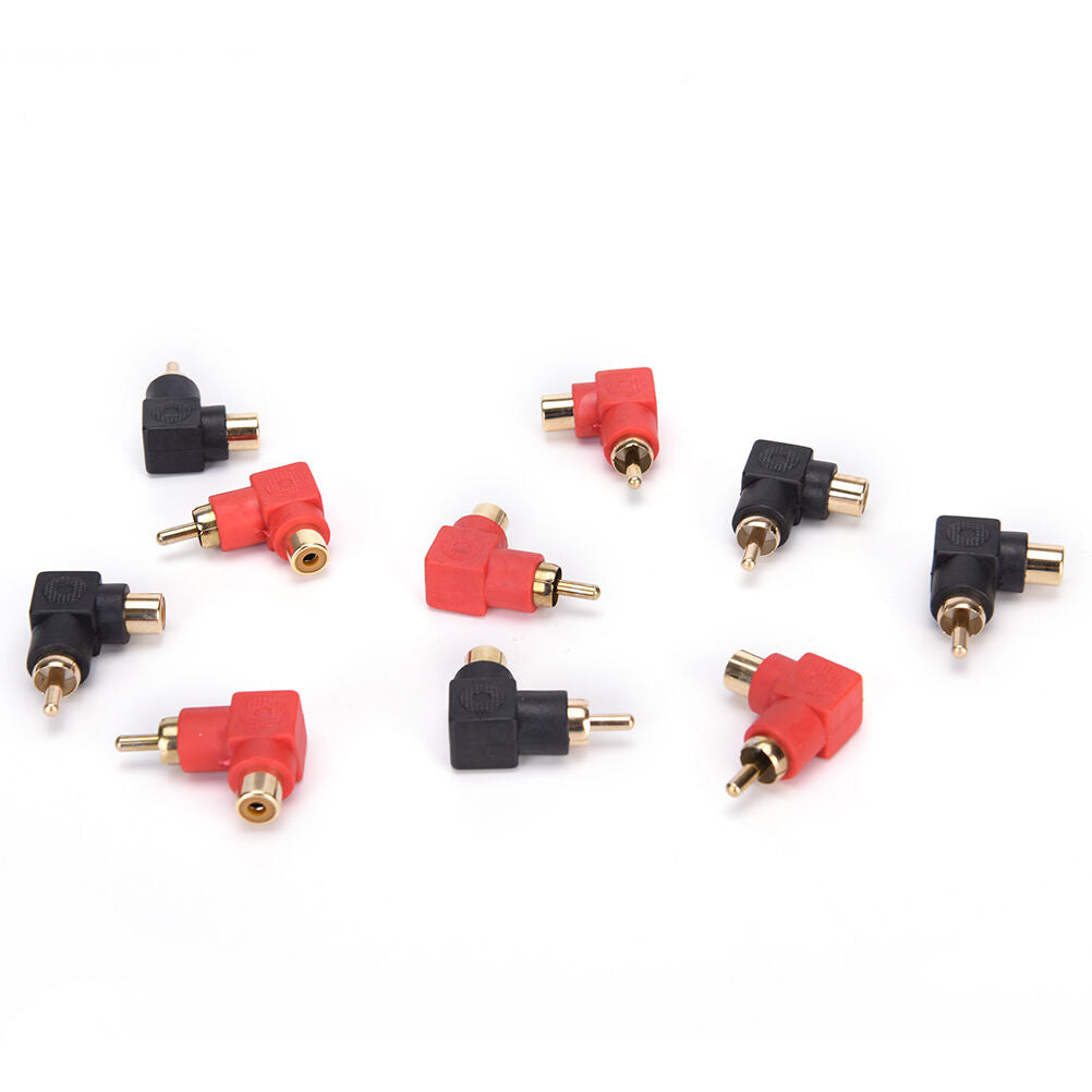 10x RCA right angle connector plug adapters M/F male to female 90degree e.l8