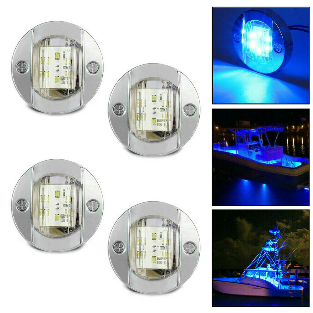 4x 6-LEDs Round Marine Boat LED Stern Light Cabin Deck Courtesy Lamp Waterproof