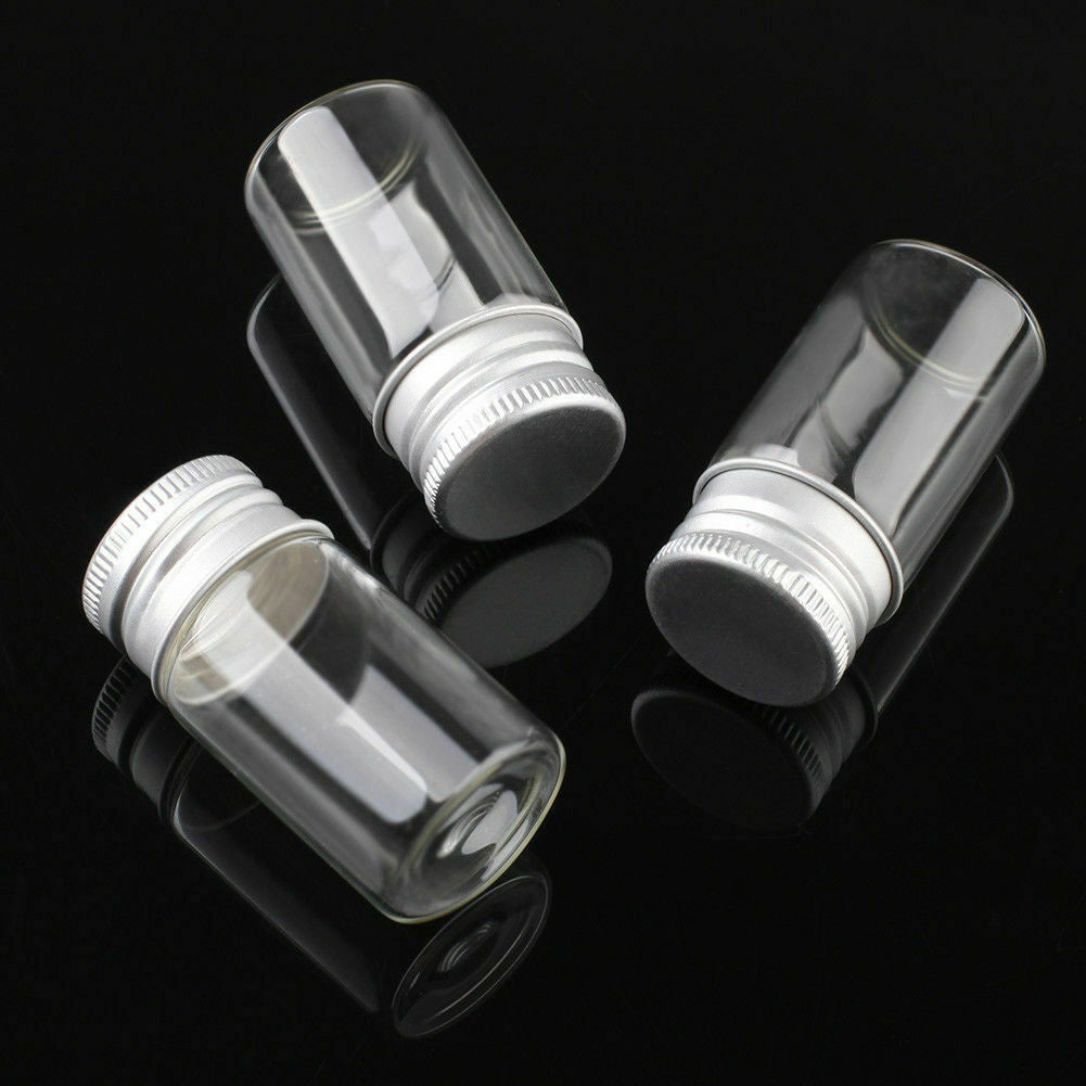 10 pcs 15ml 27x53mm Small Clear Glass Bottle Vial Pendant With Aluminum Lid