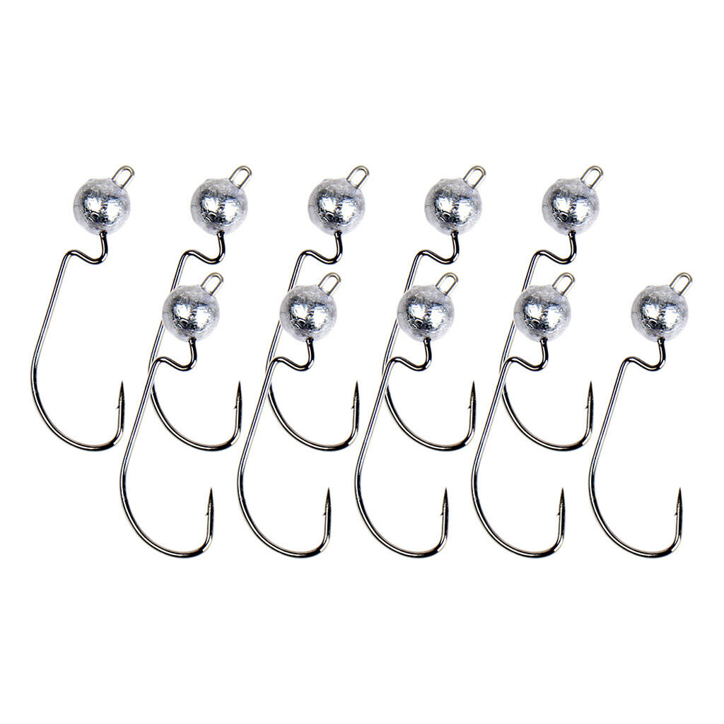 10pcs Weighted Fishing Hooks Crank Hook with Lead for Swimbaits 5g