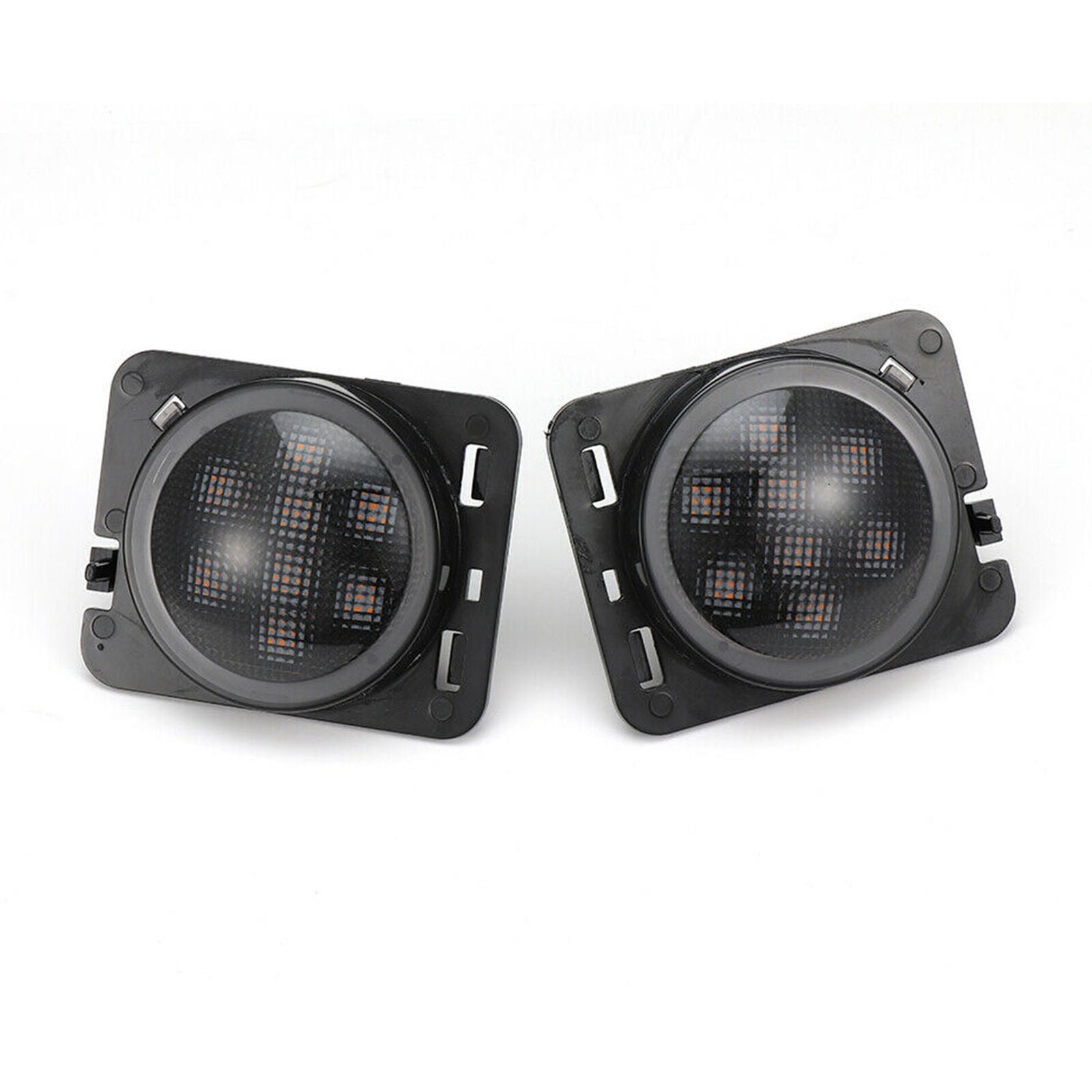 Pair Front Fender LED Side Marker Light Smoke Lens for 2007-18 Jeep Wrangler JK