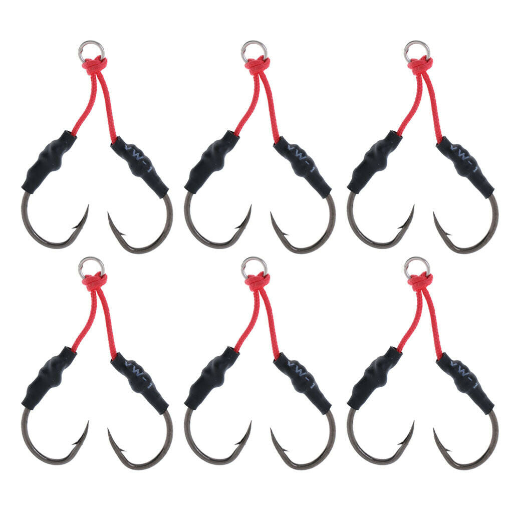 6x Fishing Dual Assist Hook Super Strong with Shrink Tube Deep Sea Fishing