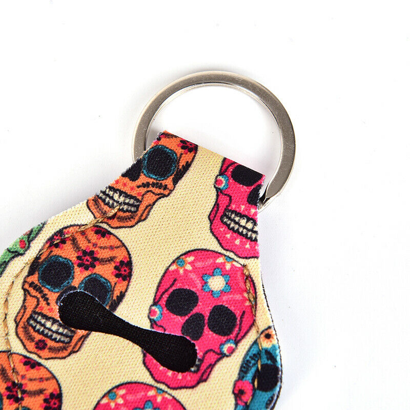 Waterproof Neoprene Floral Lipstick Chapstick Lip Balm Holder Bag Key ChainATDD