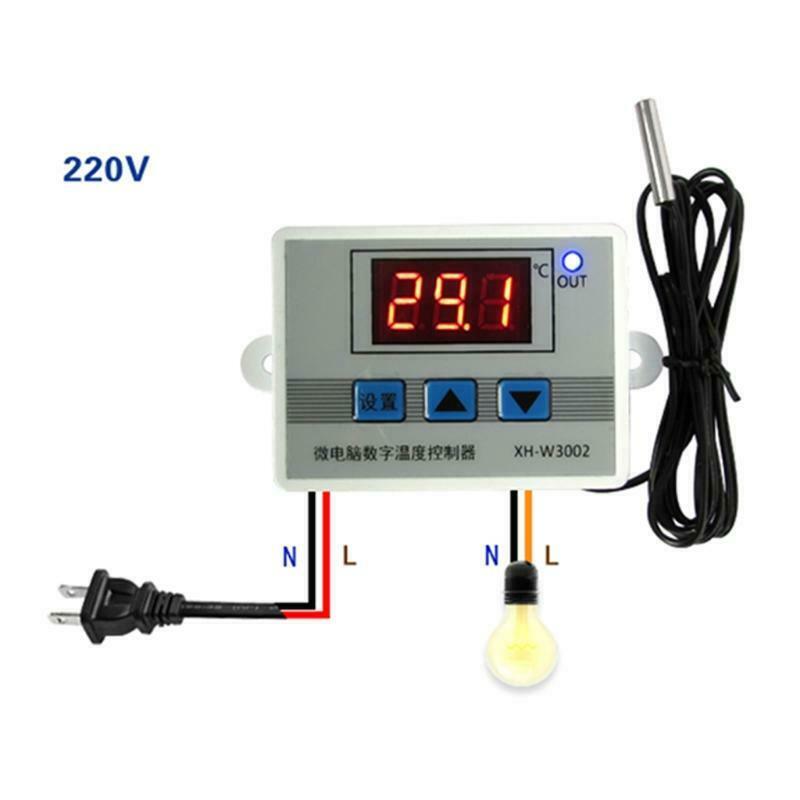 220V Digital LED Temperature Controller Thermostat Switch Probe Sens