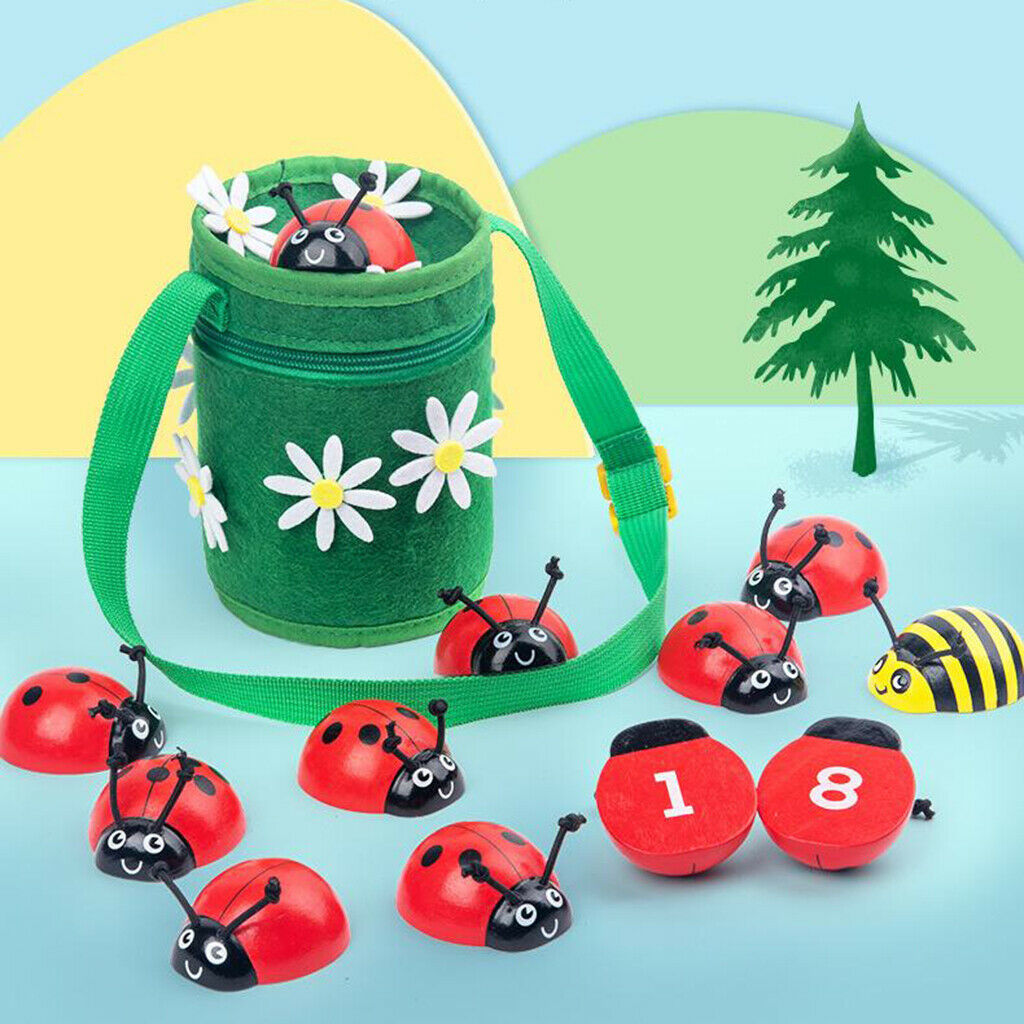 Wooden Counting Ladybugs Teaching Motor Skill Math Toys for 3 4 5 Years Old