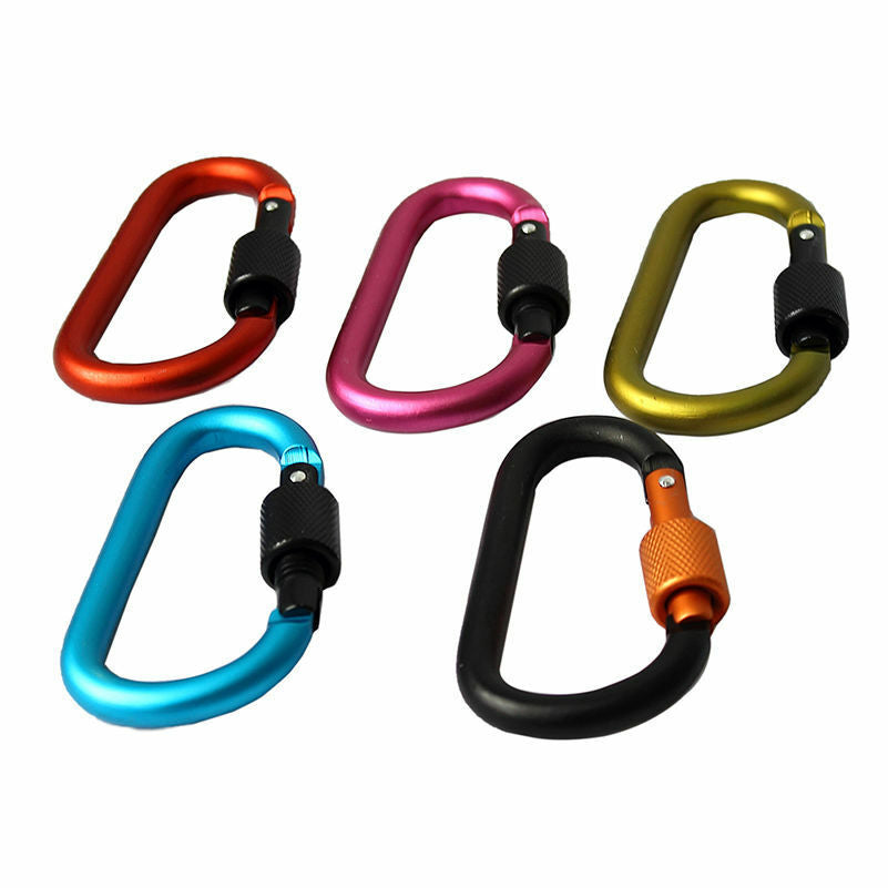 5X Aluminum Carabiner D-Ring Clip Hook Camping Keychain Screw Lock WD CSNJ G SJ