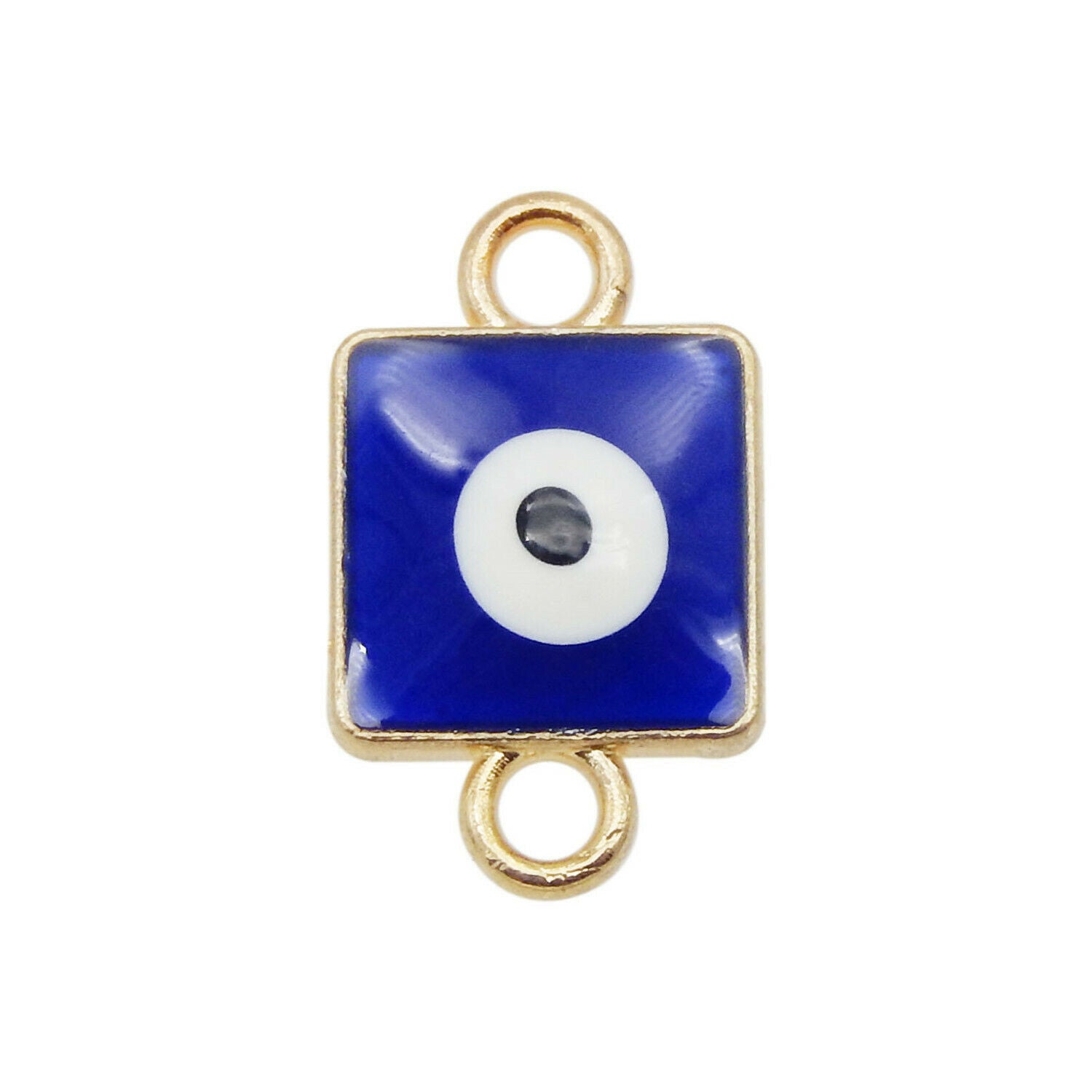 12 PCS Golden Blue Alloy Turkish Evil Eye Enamel Charm Connector Pendant 16*10mm