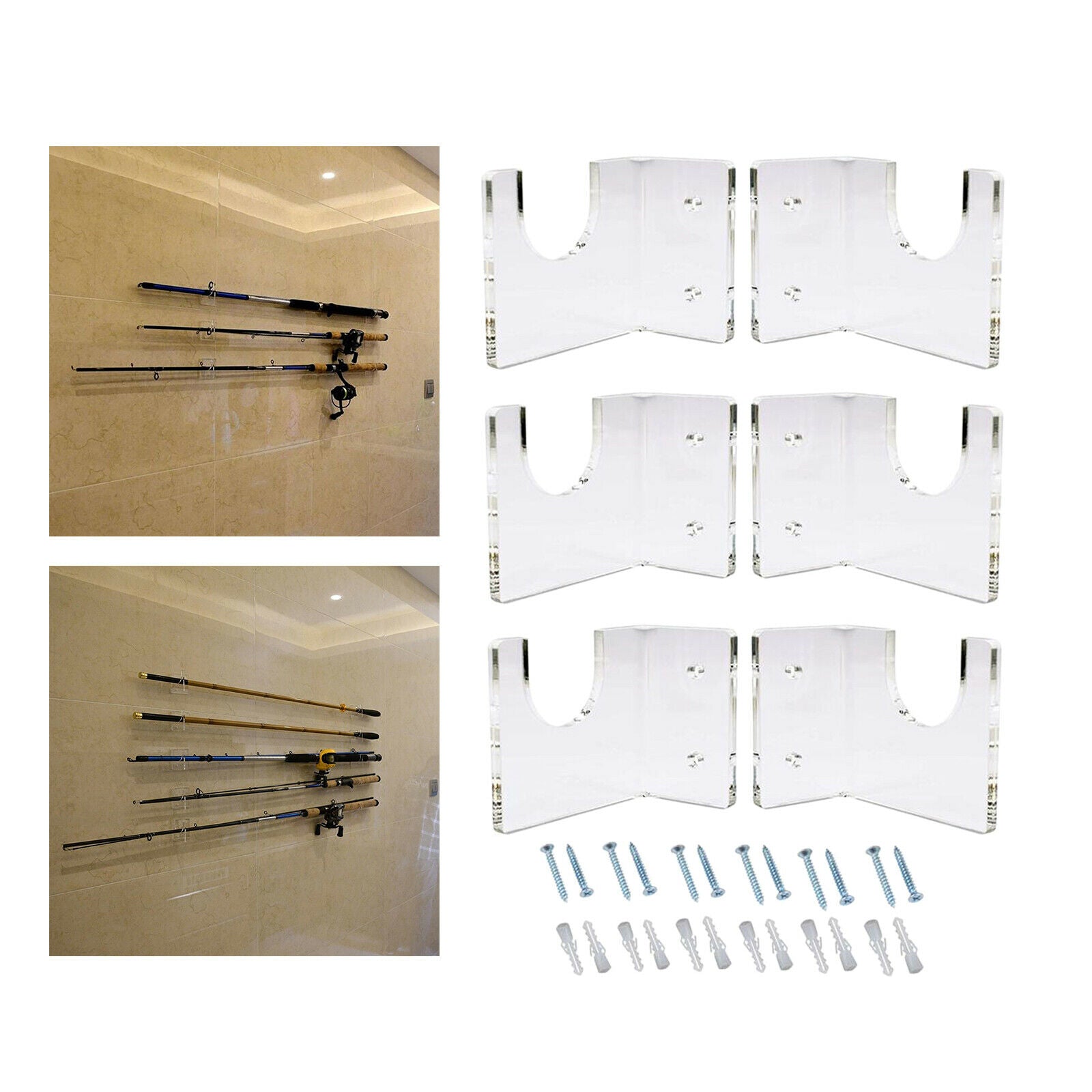 Fishing Rod Holder Wall Mounted Storage Rack for Garage Cabin Machine Rooms