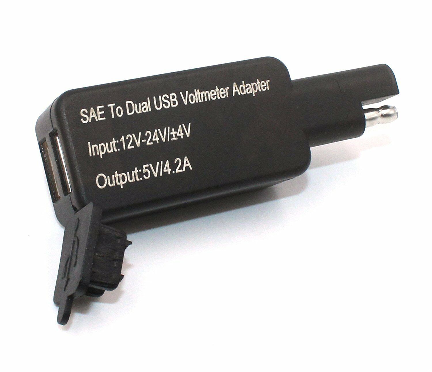 Universal Motorcycle SAE to USB Cable Dual USB Power Port Charger LED Voltmeter