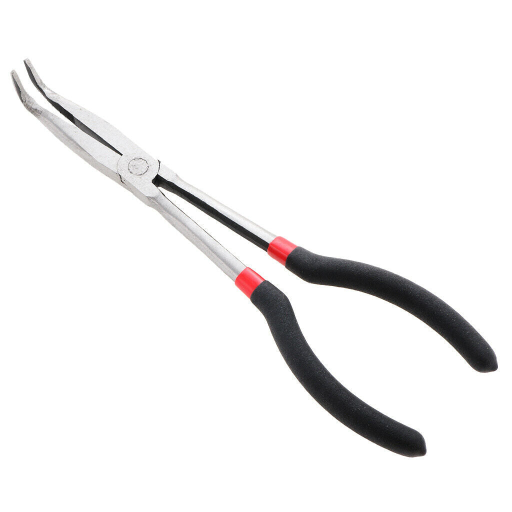 Home Hand Tools Curved Long Reach Needle Bent Nose Pliers 11 Inch 90-Degree