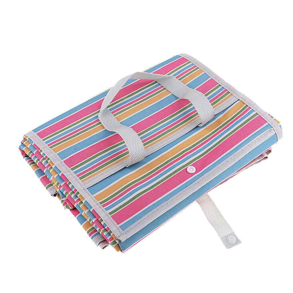 Outdoor Oxford Picnic Beach Camping Moisture-Proof Mat Bag Pink Stripes