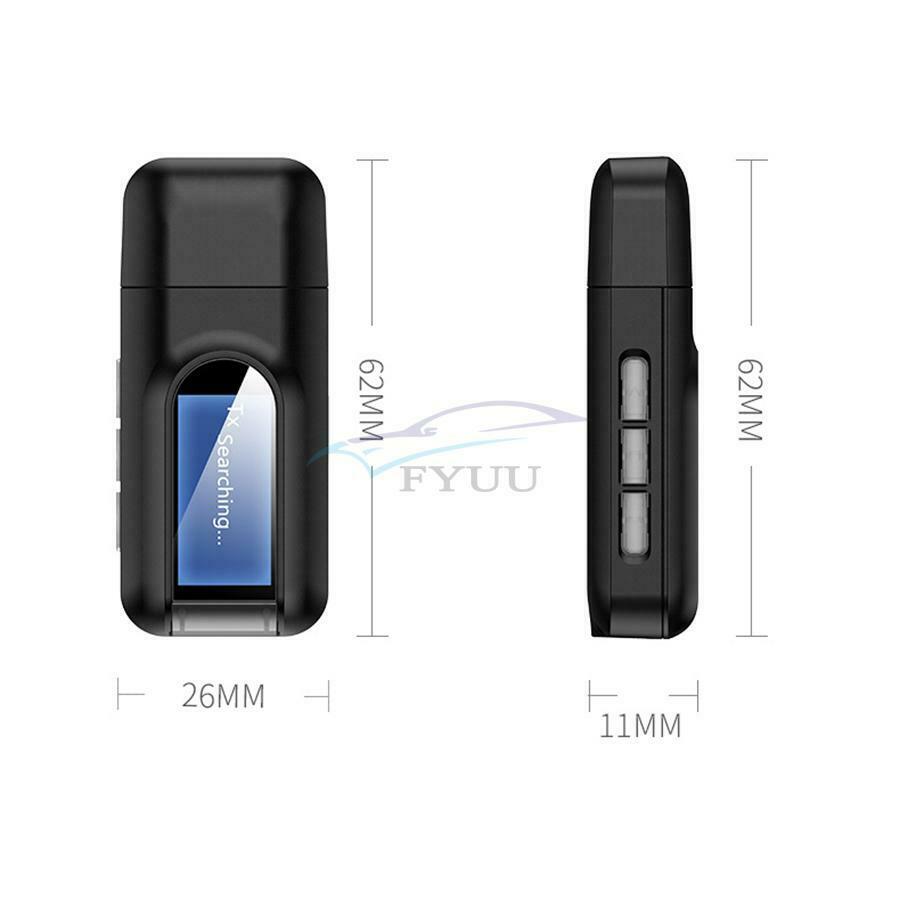 1 Set Portable LCD Display Wireless USB Bluetooth 5.0 Audio Transmitter Receiver