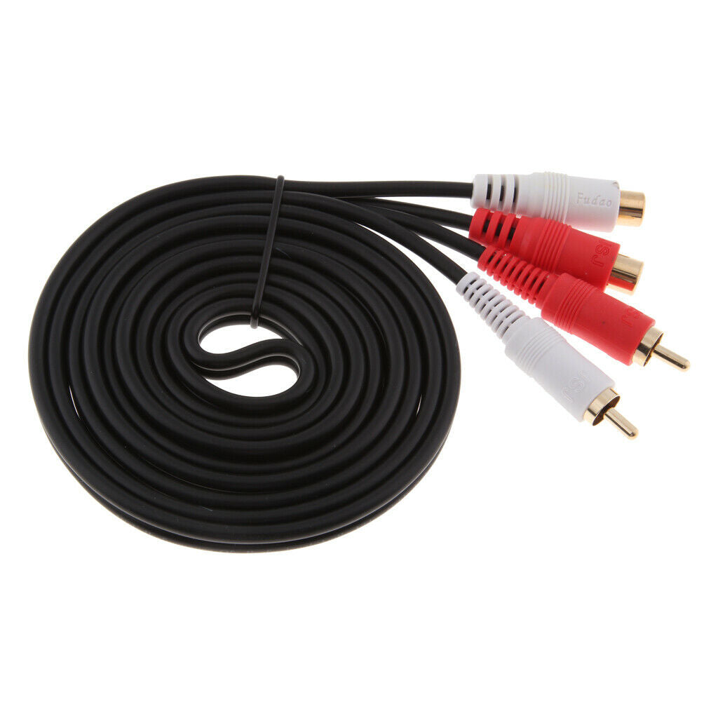 2 RCA Male to Female Jack Adapter Stereo Aduio Cable Line for Amplifier TV