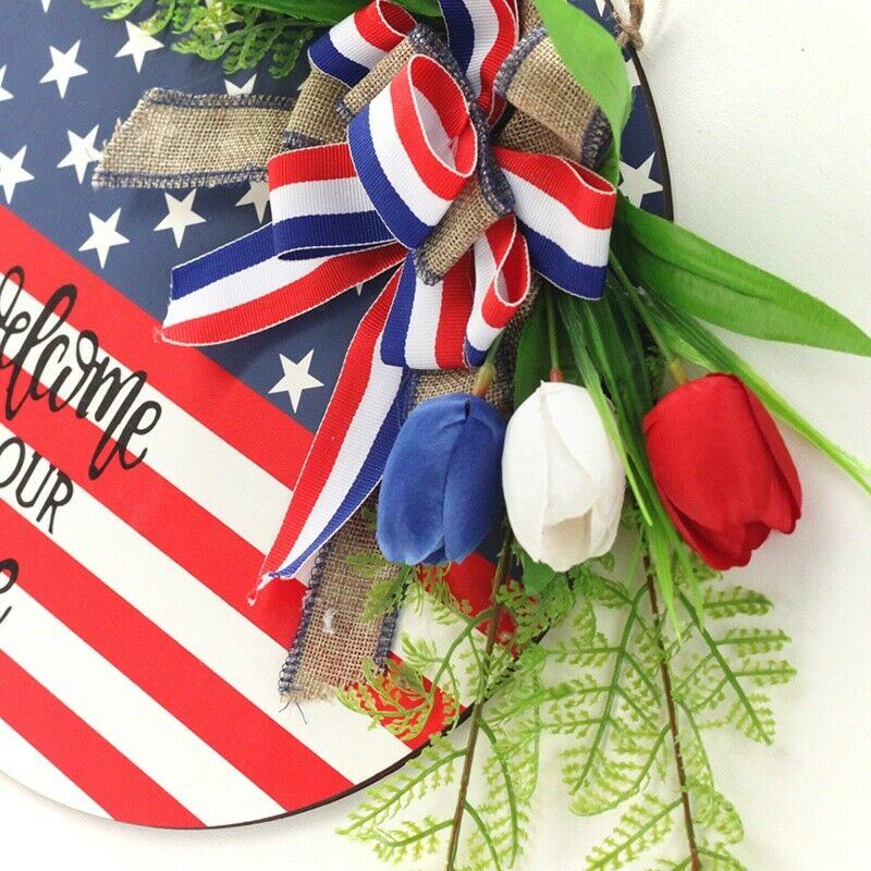 4Th of July Hanging Wooden Sign American Patriotic Independence Day Home WinL9O4