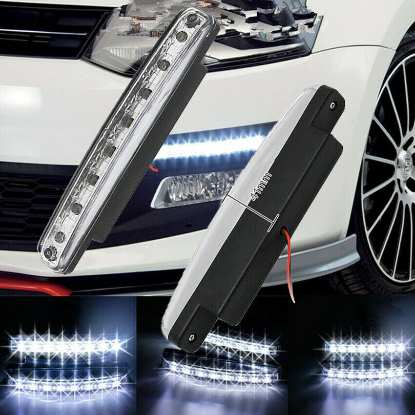 2PCS Waterproof Car DRL 8LED Daytime Running Light Driving Fog Lamp Super White