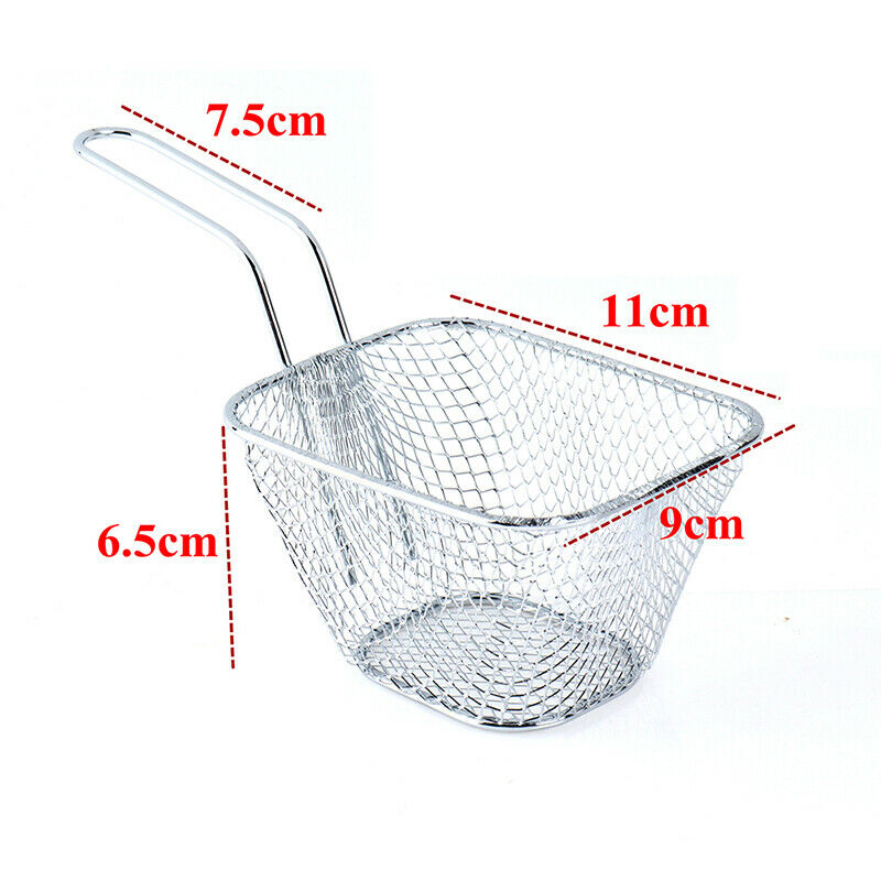 French Fries Basket Portable Stainless Steel Chips Kitchen Mini Frying Ba.l8