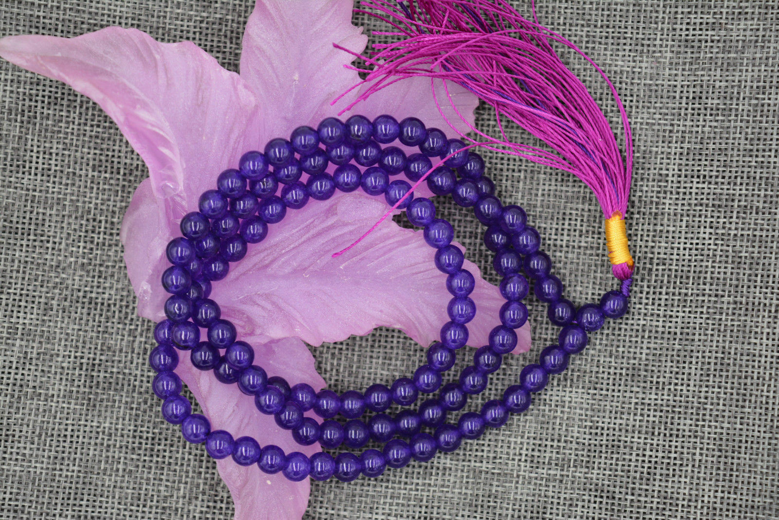 HOT New 6mm stone Buddhist Amethyst 108 Prayer Beads Mala Bracelet Necklace AAA