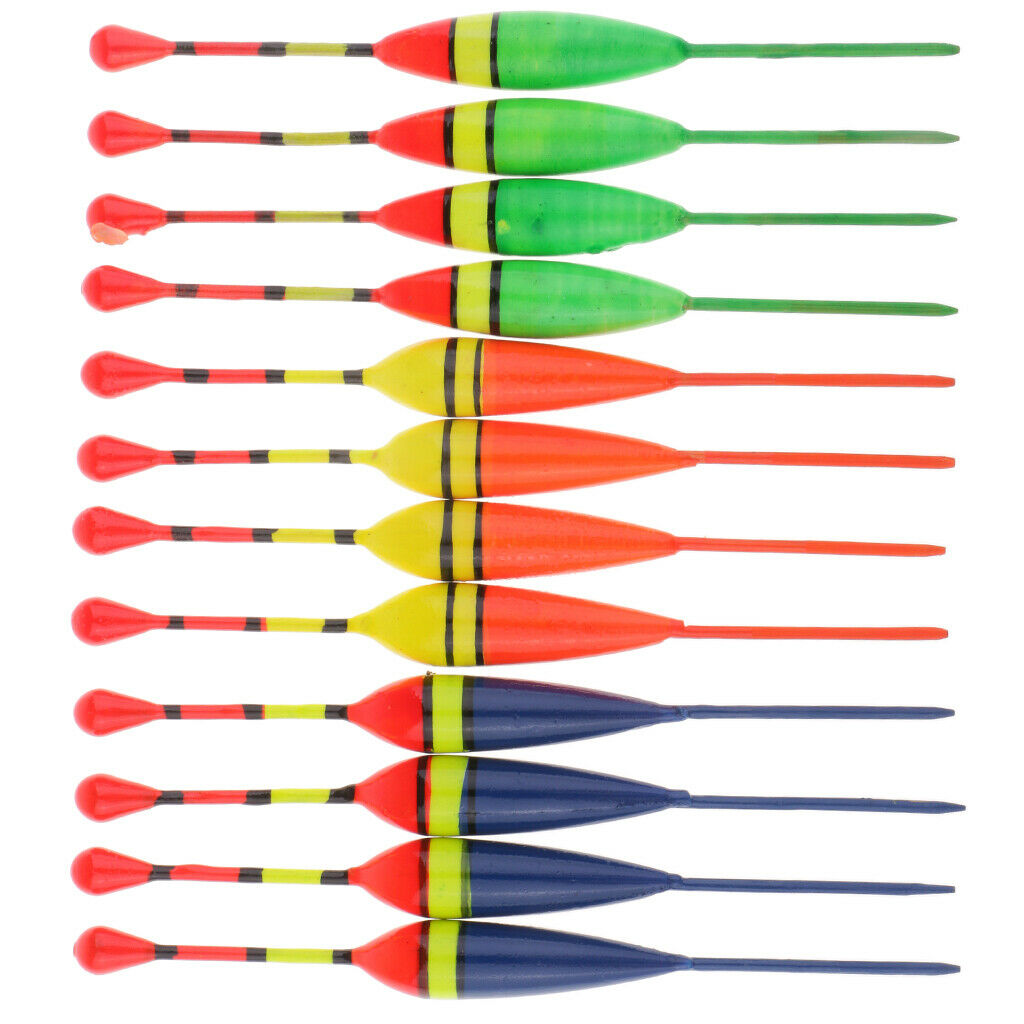 2X 12pcs Fishing Float Bobbers Wood Vertical Fishing Buoys Bait Indicators 11cm