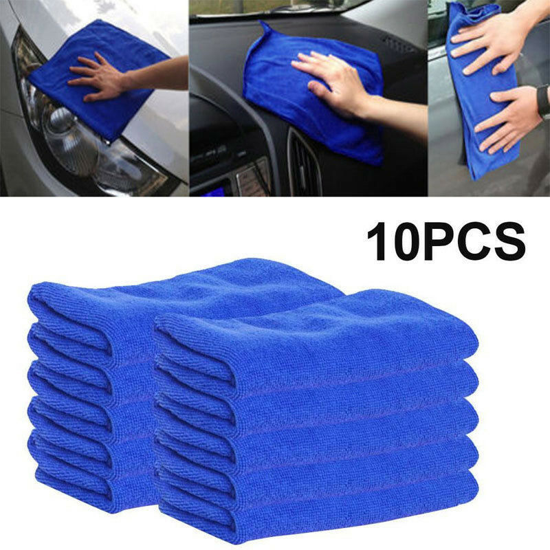10pcs BLUE Microfibre Cleaning Auto Car Detailing Soft Cloths Wash Towel Duster