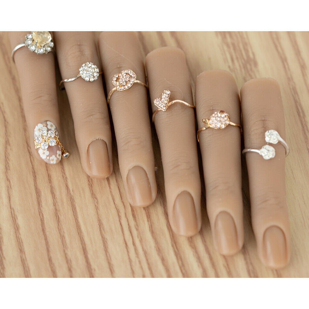 False Nail Art Silicone Practice Training Finger Manicure Display Wheat .