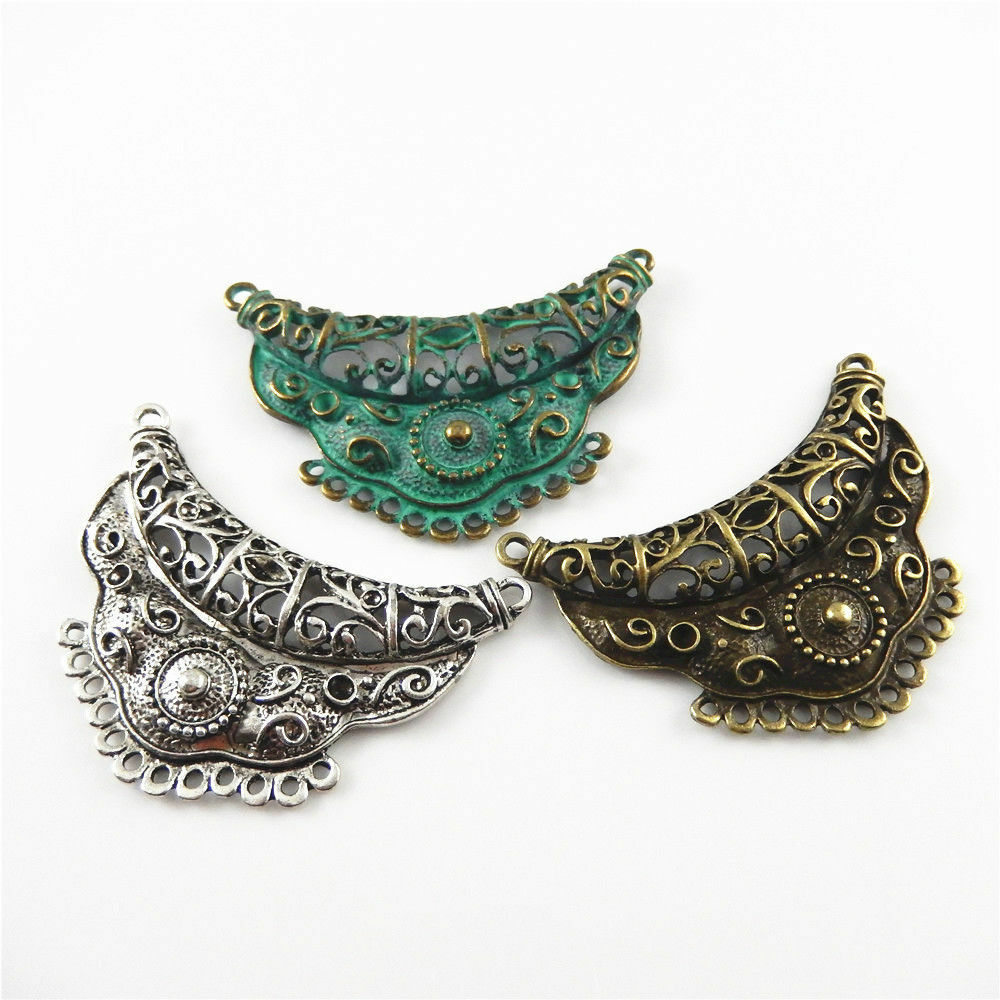 Multi-colors Zinc Alloy Hollow Half Moon Jewelry Charms Pendants Connectors 3x
